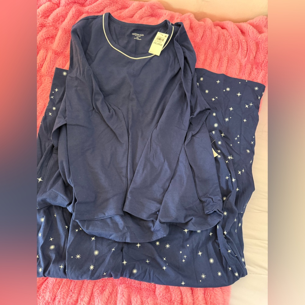 Charter Club Navy Blue Top with Accents